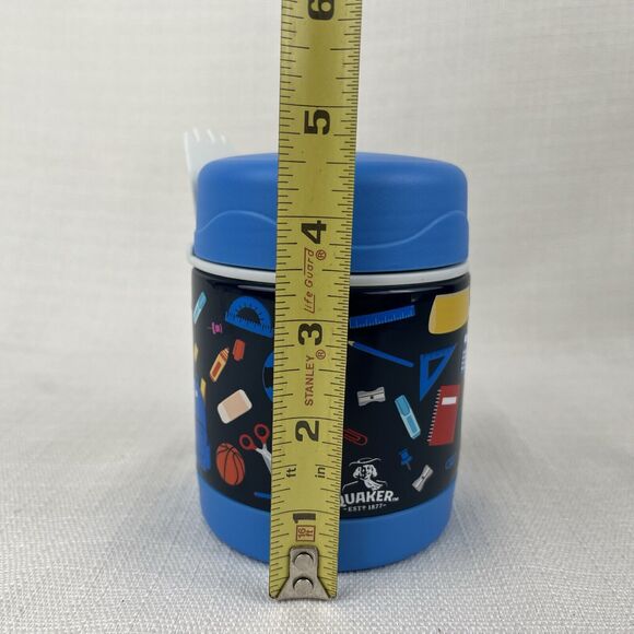 Quaker Oats Thermal Food Jar‎ Lunch Box Companion Spork Blue School New! - Picture 7 of 8